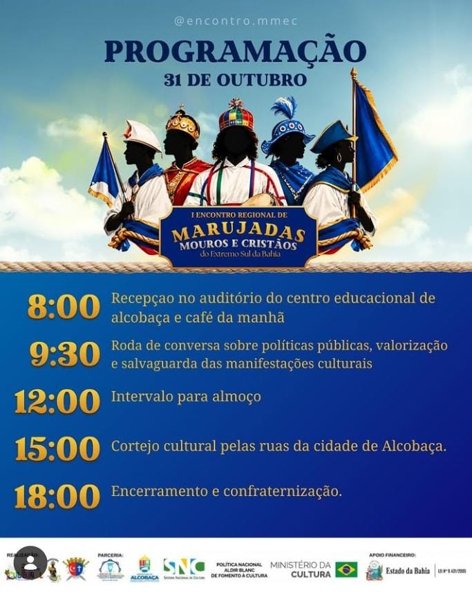 Alcobaça recebe o I Encontro Regional de Marujadas, Mouros e Cristãos do Extremo Sul da Bahia neste sábado (31)